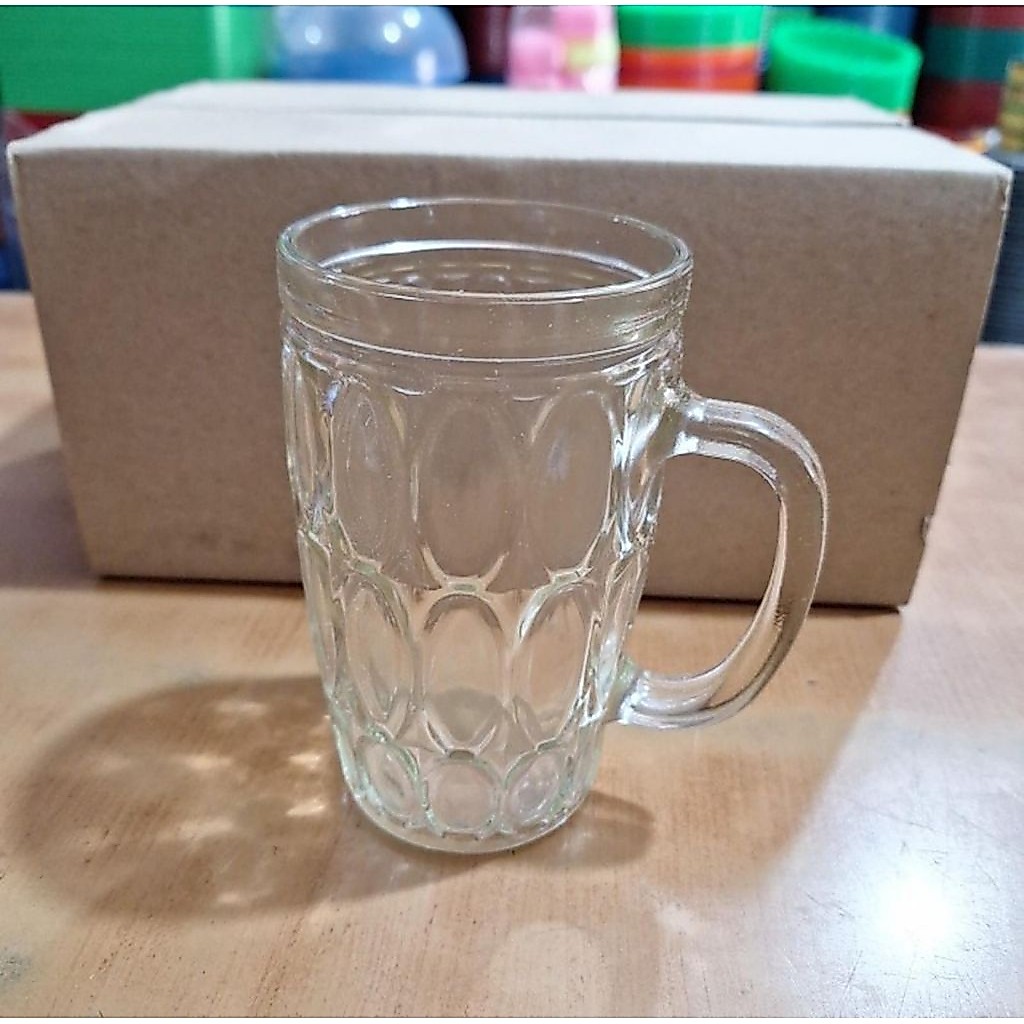 Gelas Kaca Es teh IE isi 6 pcs/ Gelas gagang Es teh manis BM IE isi 6 pcs/ Gelas Es bentol IE kaca  