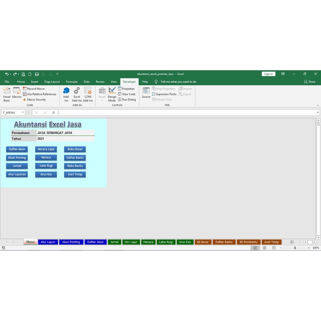 TERLENGKAP Program Aplikasi Software Excel Akuntansi Usaha JASA