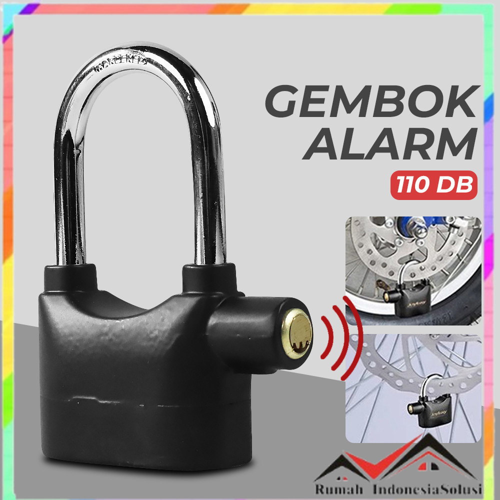 

- Kinbar Gembok Sepeda Motor Padlock Alarm Corrosion Resistant 110dB - 110 -