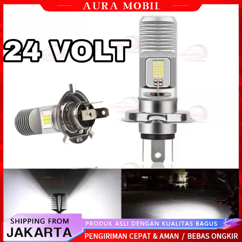 Lampu LED Utama Depan 24 Volt H4 Laser Gun G12A 12 Mata Titik High Low Putih D3 Truk Bus Fuso Canter
