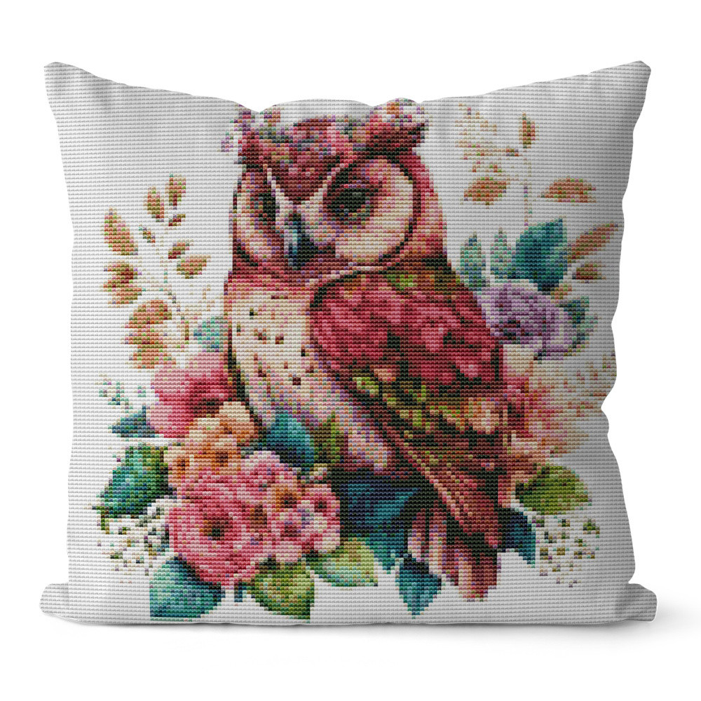 

Owl DIY Embroidery 11CT Cross Stitch Pillow Kits Flower Embroidery Needlework Sets Cartoon Living Room Sofa Decoration