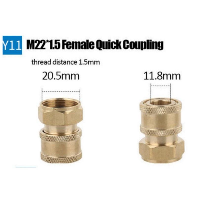 sambungan 1/4 inc feme quick coupling M22 female thread