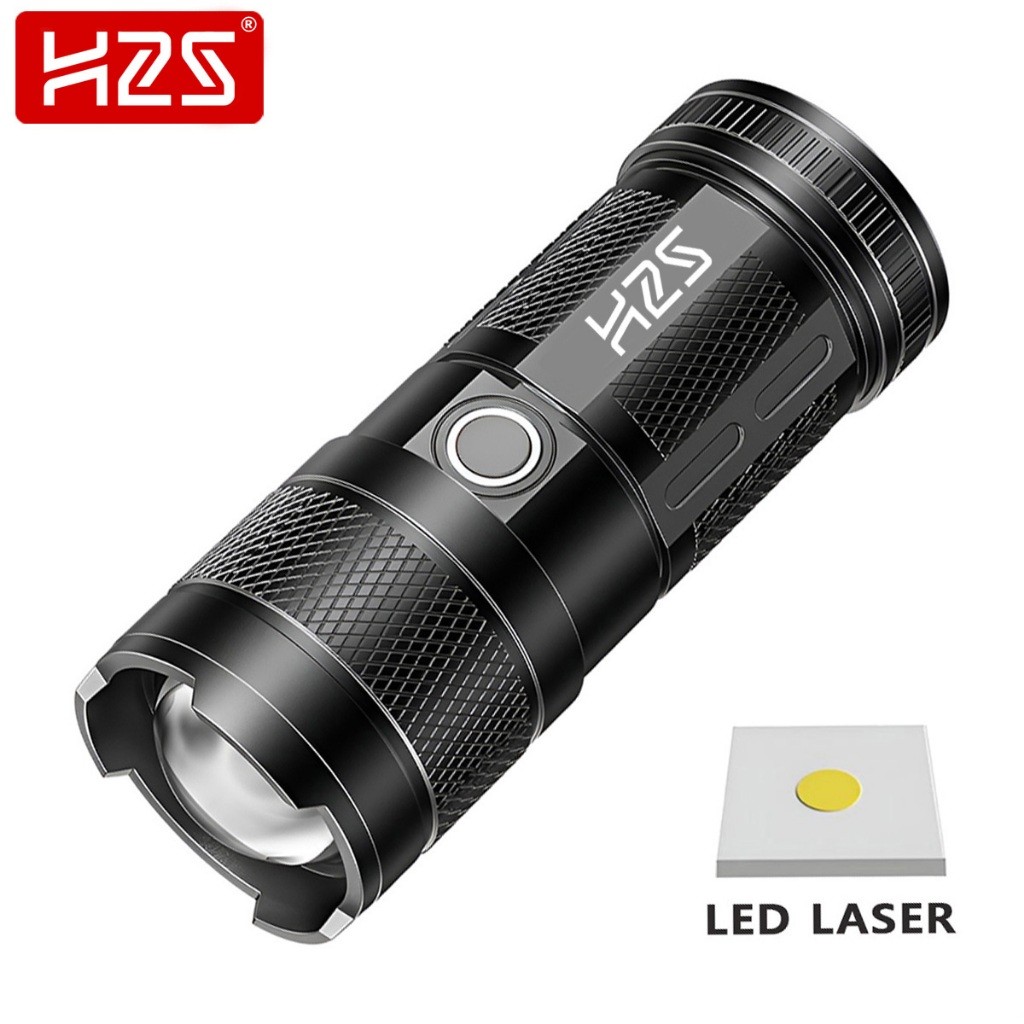 New H2S Senter LED Laser Cas COB Zoom in out 9 Mode Waterproof HS-S86Premium