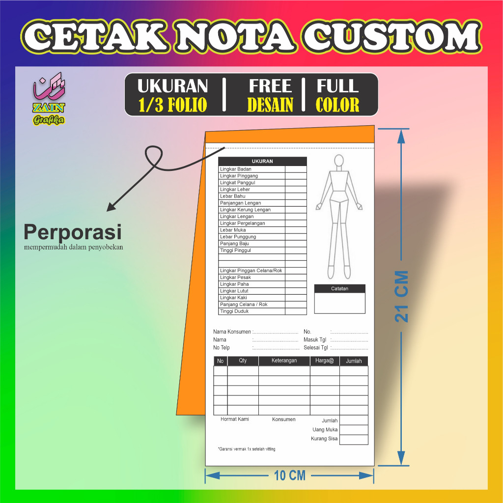 

cetak nota 1/3 folio custom desain sesuai keinginan, invoice, surat jalan, faktur, kwitansi