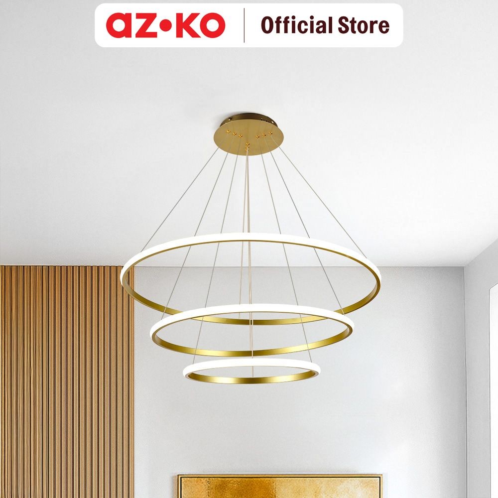 AZKO Eglare Circulo Lampu Gantung Hias Led 3 Dimmable - Gold Hanging Lamp Decorations Lighting Plafo
