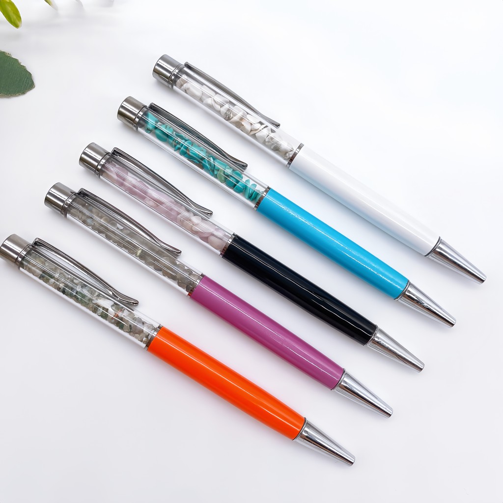 

Natural Crystal Gravel Ballpoint Pen Quartz Stone Energy Healing Creative Ballpen Stationery Office Bussiness Supply Gift