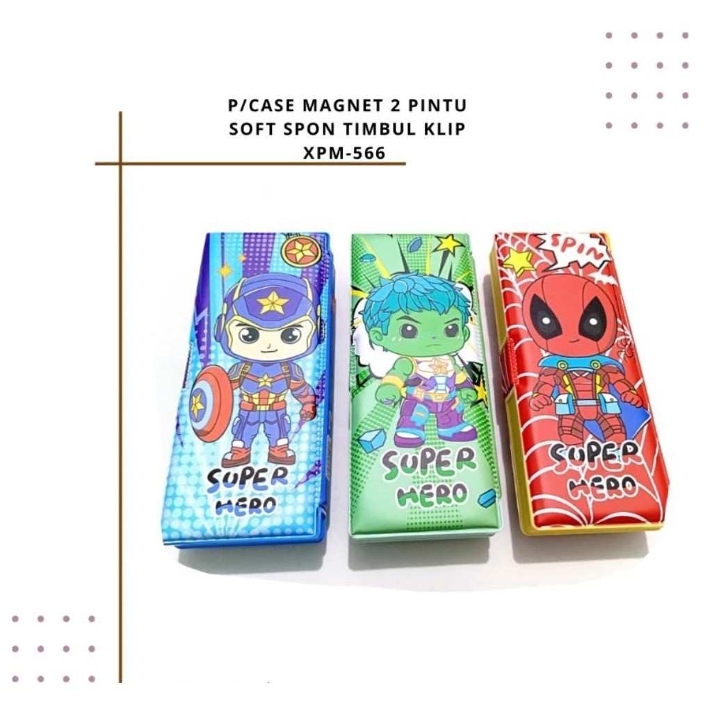 

❤️️Kotak Pensil Magnet SPONS CLIP Timbul XPM 566-8 SUPER HERO❤️️