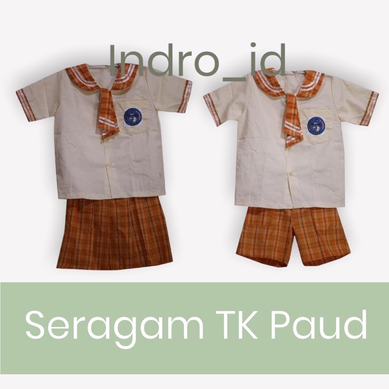 GANGSASHOP  SERAGAM TK / PAUD KOTAK-KOTAK ORANGE MANTRUS