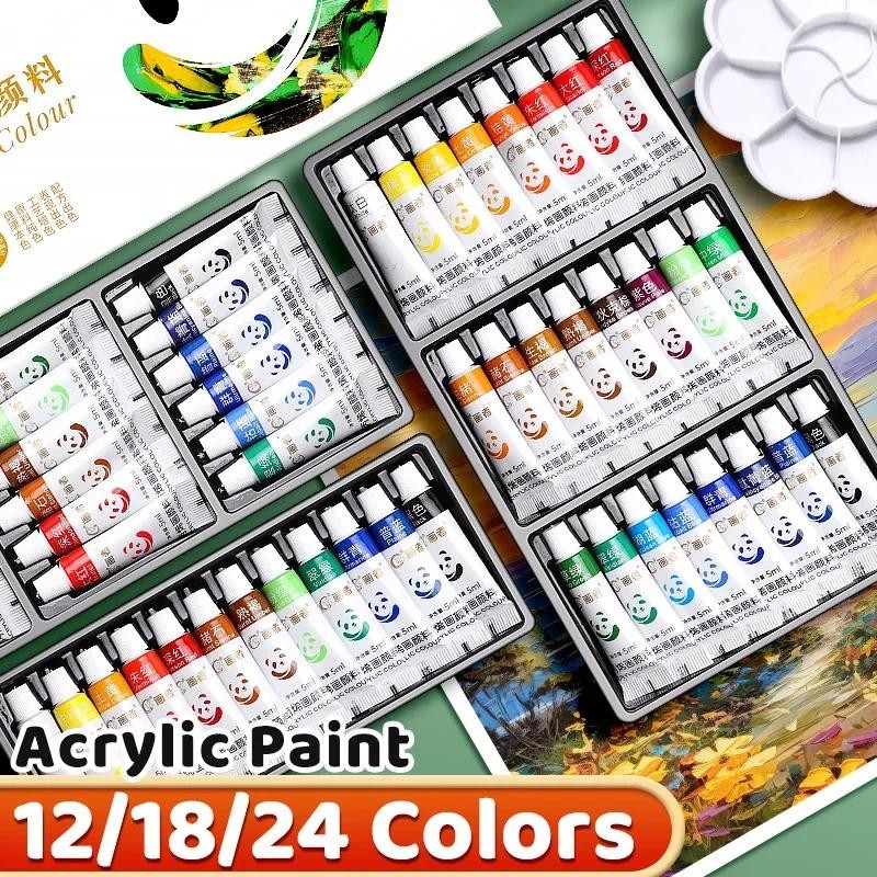 

Acrylic Paint Set 12/18/24 Colors 5ml/0.17oz,Water-Proof Portable Art Rich Pigments for DlY Craft,Drawing,Painting,Canvas, Rock