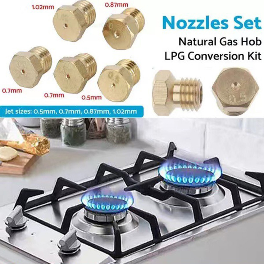 Set Spuyer Kompor Gas LPG 5Pcs Kuningan – Nozzle Jet Burner Tahan Lama, Presisi Tinggi untuk Kompor 