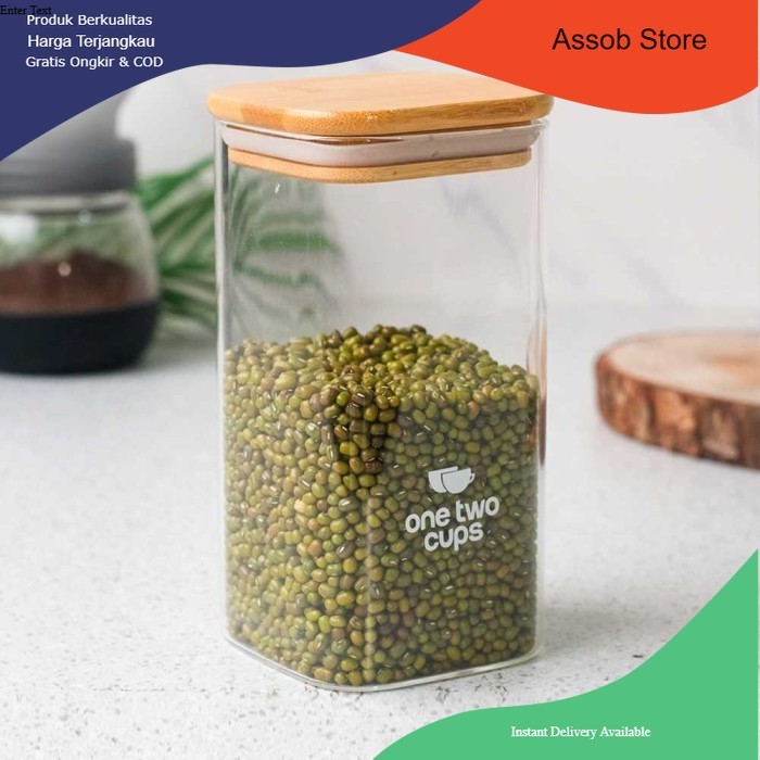 Toples Kaca Kedap Udara Besar Kecil Estetik Tutup Kayu Unik Lebaran - Assob Store