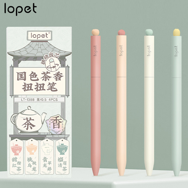 

4pc/lot Lopet Kawaii Gel Ink Pen Set 0.5MM Cute Sign Pens Back To School Stationery Rotating Core Quick Drying ST Nib for Office