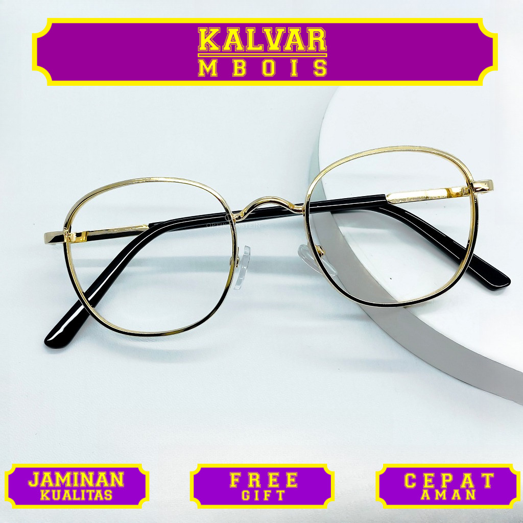 Einstein Optical - #85 CASEY | Kacamata Minus Model Bulat Bahan Besi Gagang Telinga dilapisi dengan 