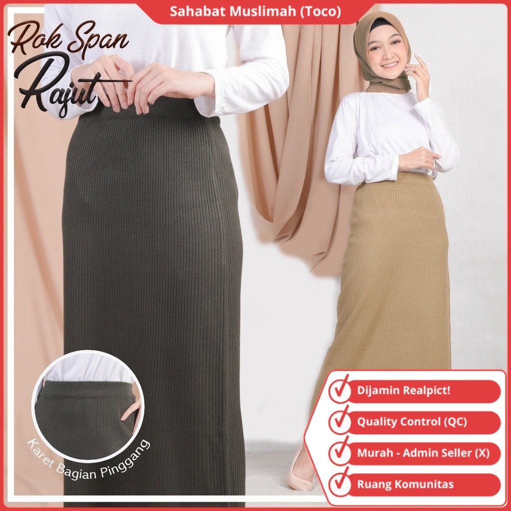 Rok Span Wanita Rajut Sepan Skirt Panjang Kekinian Melar Polos Tanpa Belahan Bahan Rajut