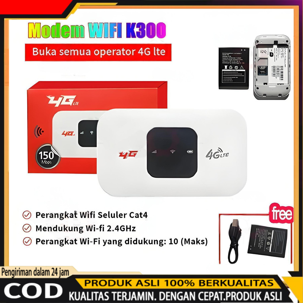 Router 4G LTE Wifi Nirkabel Portabel Kecepatan 150Mbps Dengan Baterai 3000mAh Modem Mini Hotspot Out