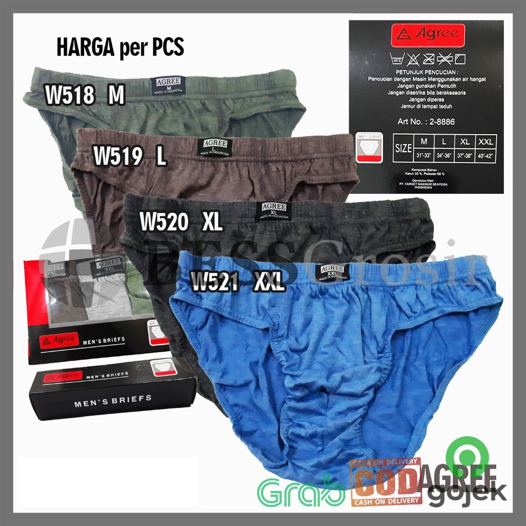 [3 PCS] - Celana Dalam Pria AGREE - Celana Dalam Cowok Laki-Laki - Men Underwear Jumbo / Big Size F4