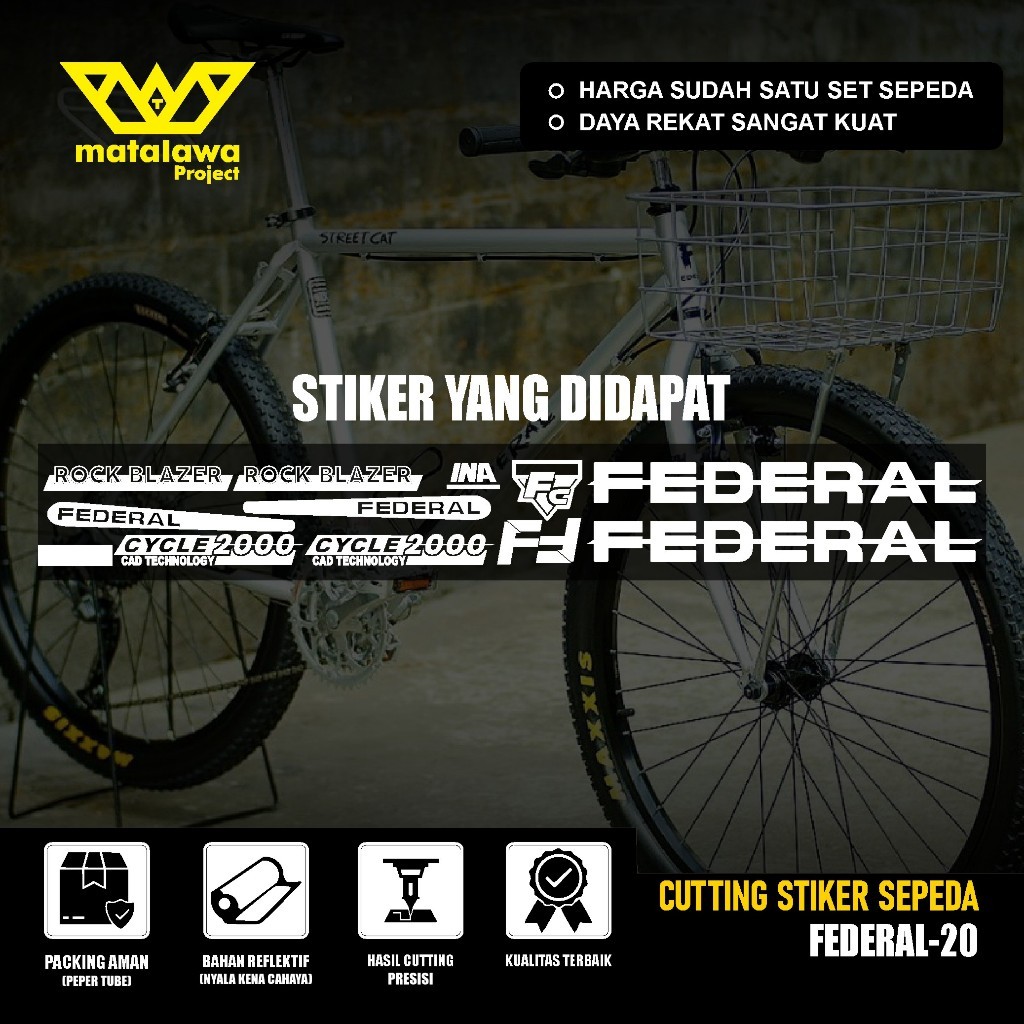 STIKER FEDERAL Cutting STICKER Sepeda FEDERAL ROCK BLAZER Stiker Cycle 2000 Cad Technology Street Ca