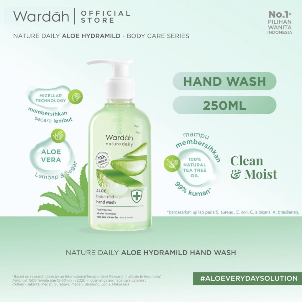 WARDAH Nature Daily Aloe Hydramild Hand Wash - Sabun cuci tangan dengan  Natural Aloe Vera dan Tea T