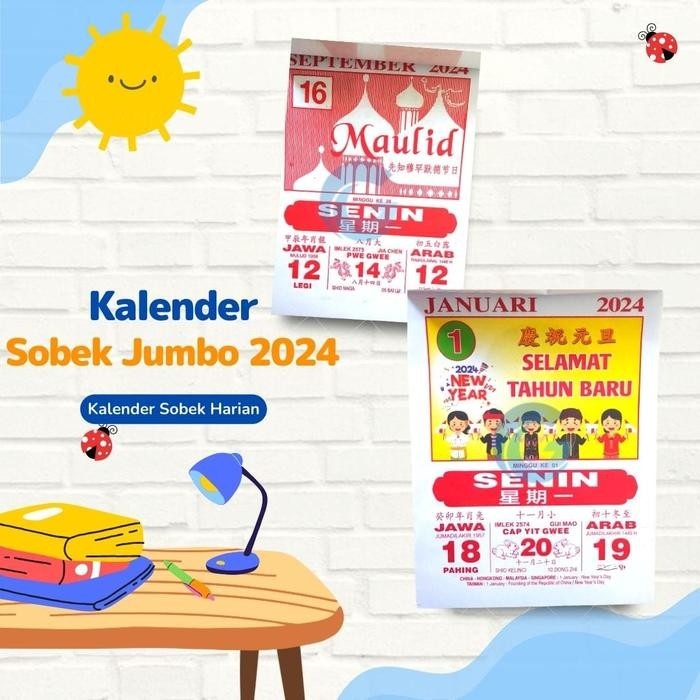 Kalender Sobek Harian Tahun 2024 Hijriyah Jawa Chinese - Besar