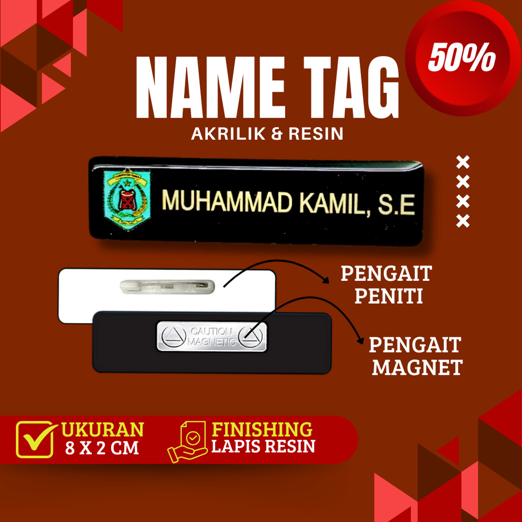 Nama Dada Plus Pin Korpri Nama Dada Kuningan Pin Korpri