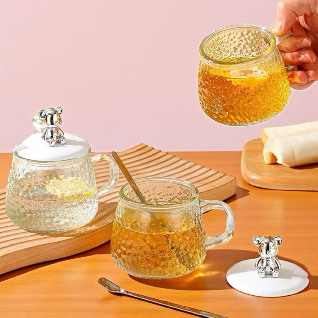 Gelas Beruang Dengan Box / Gelas Kopi / Gelas Kaca / Gelas Minum / Gelas Kristal / Gelas Kopi