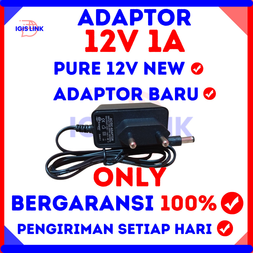 ADAPTOR 12V 1A ZTE UNTUK CCTV STB IPCAM ONU ONT MODEM BUKAN BEKAS BARU COCOK ALL POWER DC