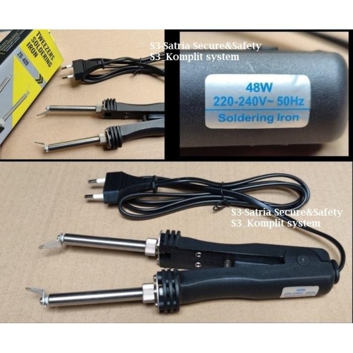 Tweezer Solder cabang 2 Mata Double Jepit IC SMD LED Dobel