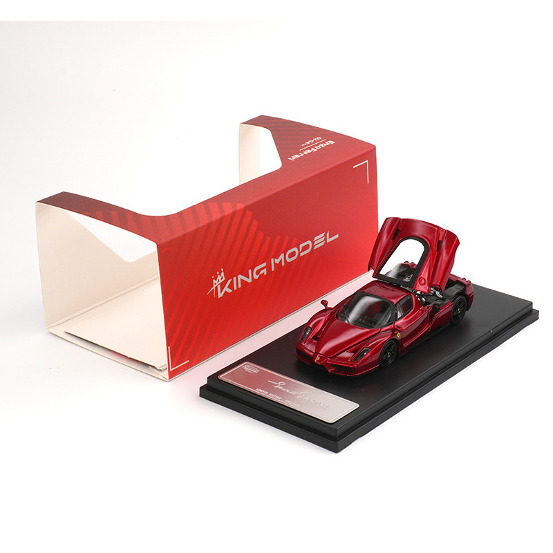 King In Stock 1:64 Enzo Metallic Red Openable Hood Diecast Diorama Car Model Toy