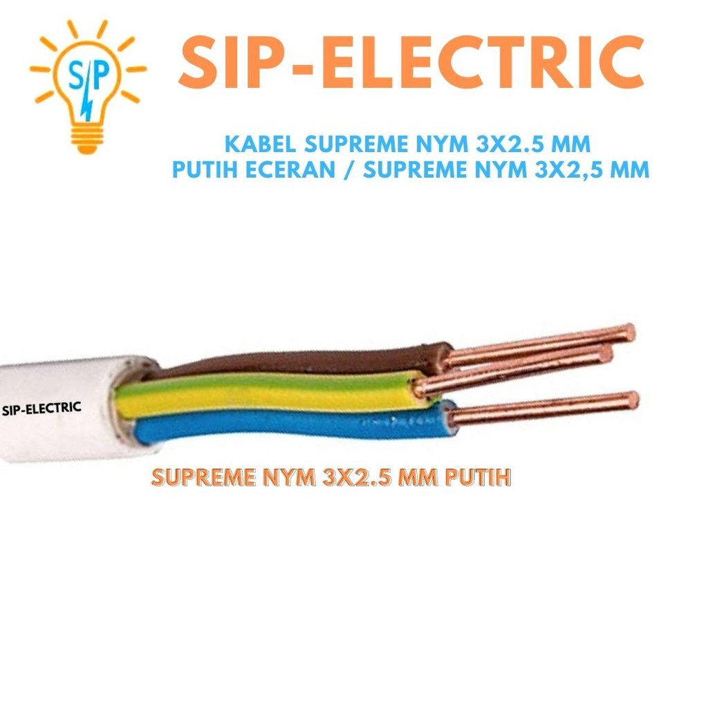 Kabel Supreme Nym 3X2.5 Mm Putih Eceran / Supreme Nym 3X2,5 Mm