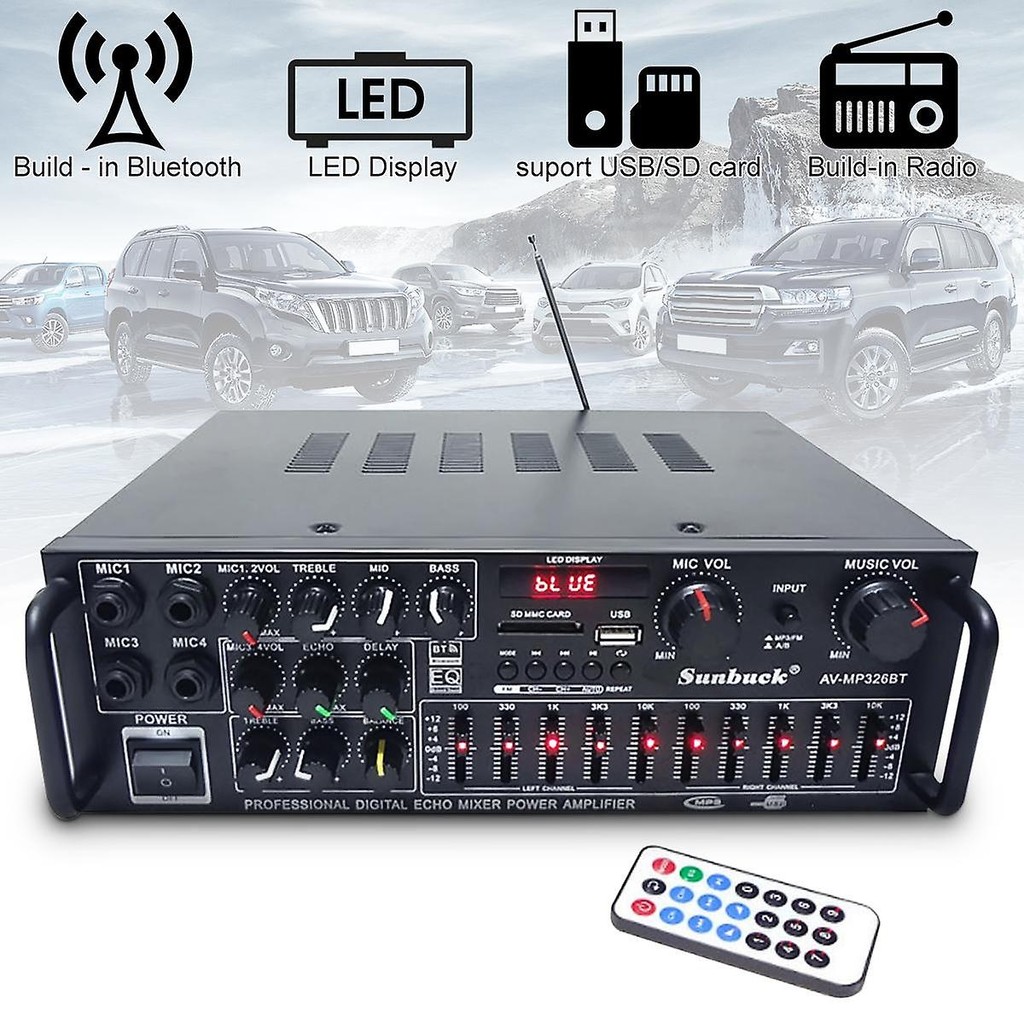 PILIHAN SHOPE Sunbuck Audio Original Fleco AV-MP326BT, Dukung Input 4 Mic / Amplifier Audio Original