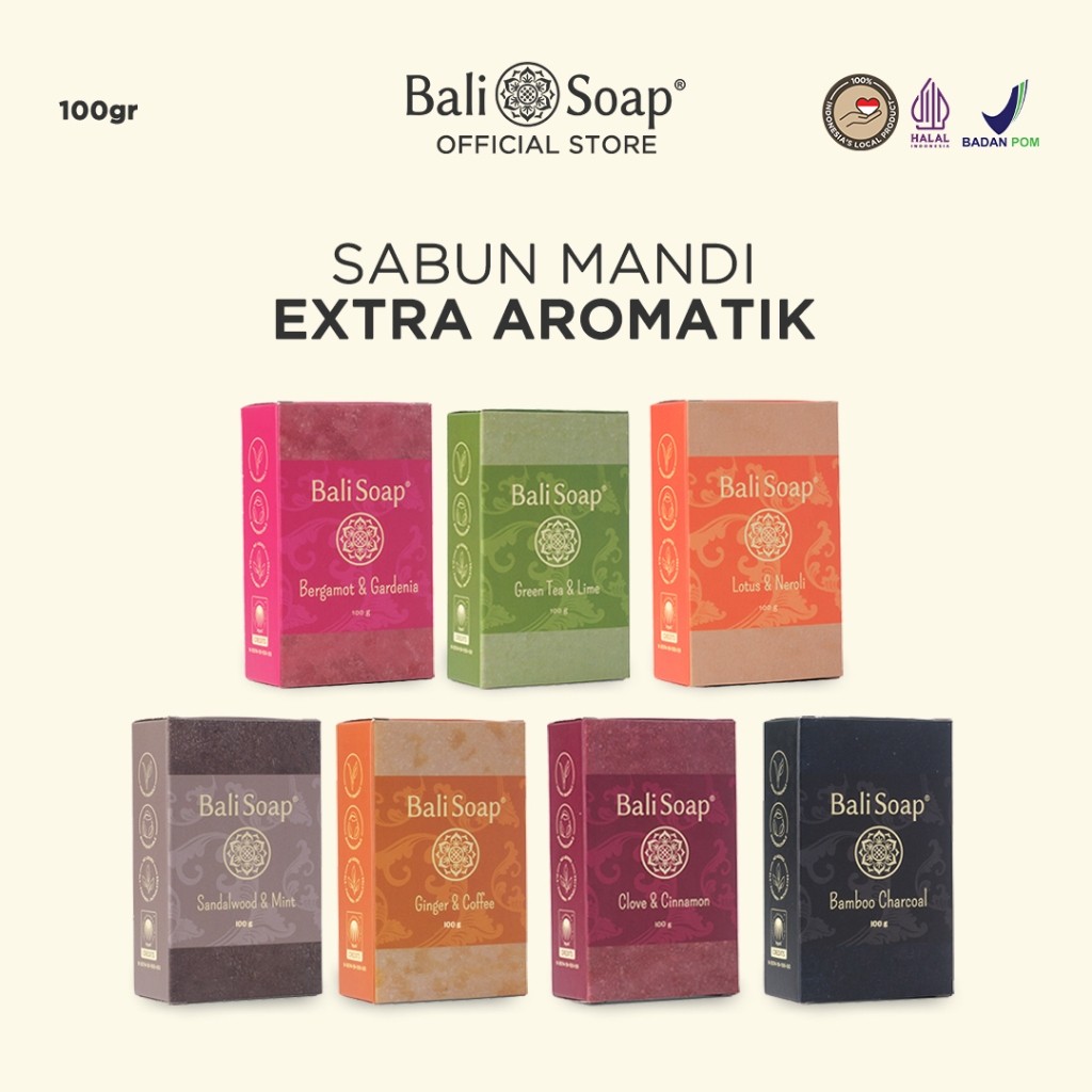 Bali Soap - Sabun Mandi Alami Natural Extra Wangi Aromatik 100gr, BPOM & Halal, NON SLS/Paraben
