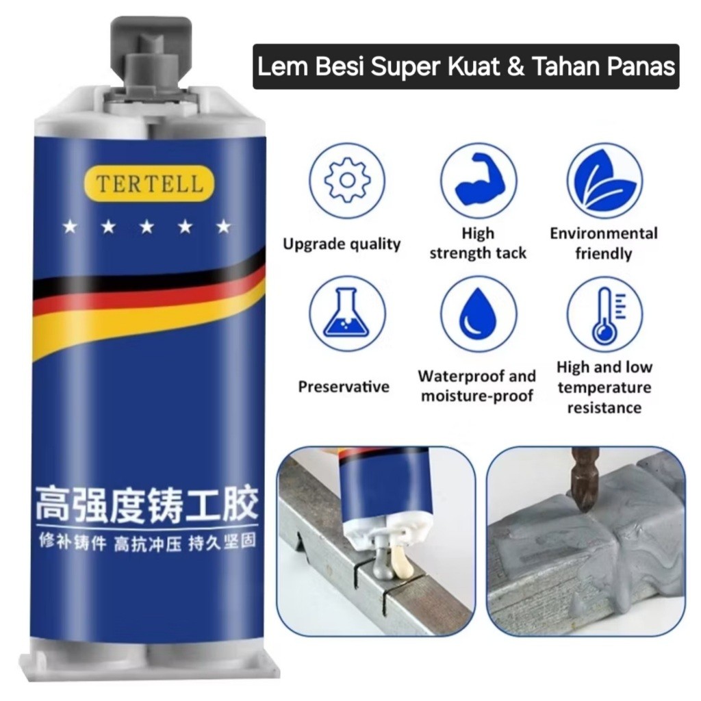 Tertell Lem Besi Super Kuat & Tahan Panas / Lem Serbaguna Multifungsi / Lem Besi / Lem Perekat Tahan