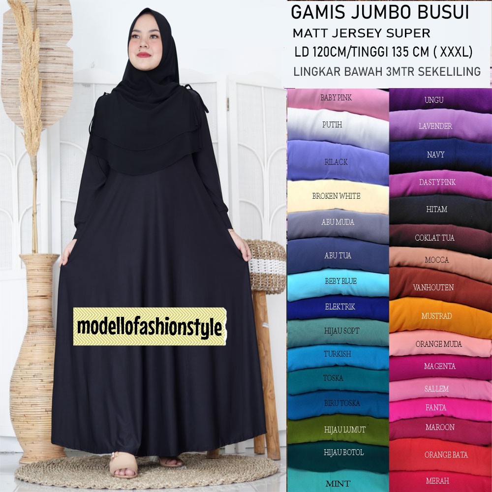 DIANDRA - GAMIS DRESS JERSEY POLOS JUMBO XL XXL-XXXL WARNA PUTIH BERSIH HITAM HIJAU BOTOL ARMY TURKI