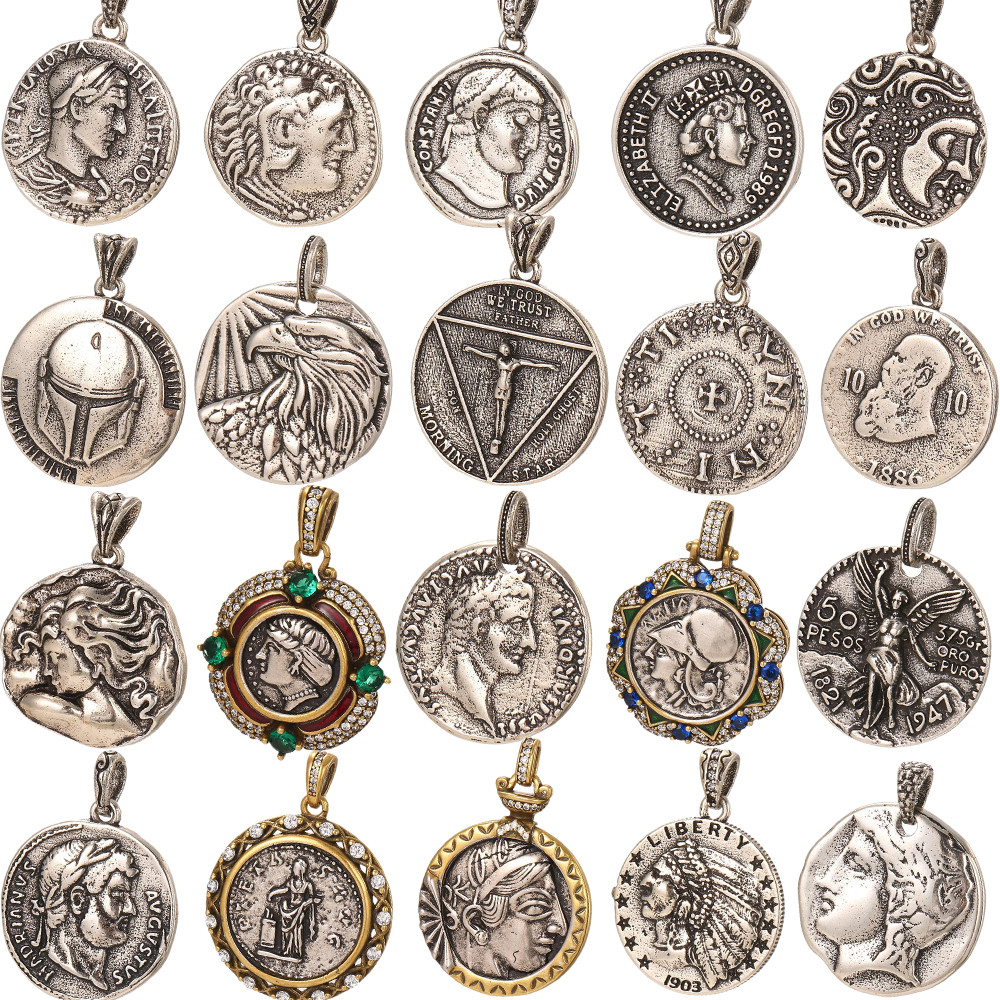 Vintage Coin arms For Jewelry Making King Queen Coin Retro Silver Color jes y Earring Necklace Brace