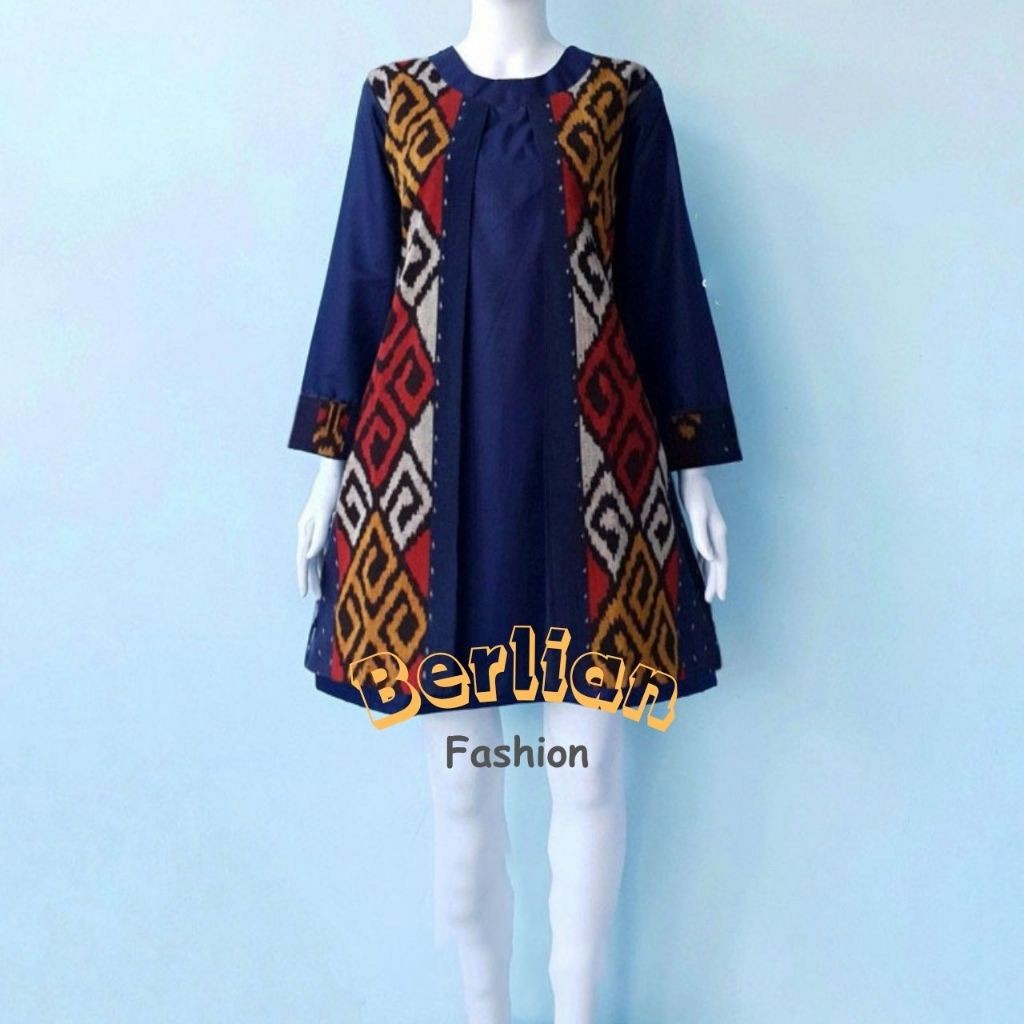 Baju Tunik Tenun Batik Troso NTT Atasan Kerja Wanita Tunik Acara Resmi Kodangan Batik Modern