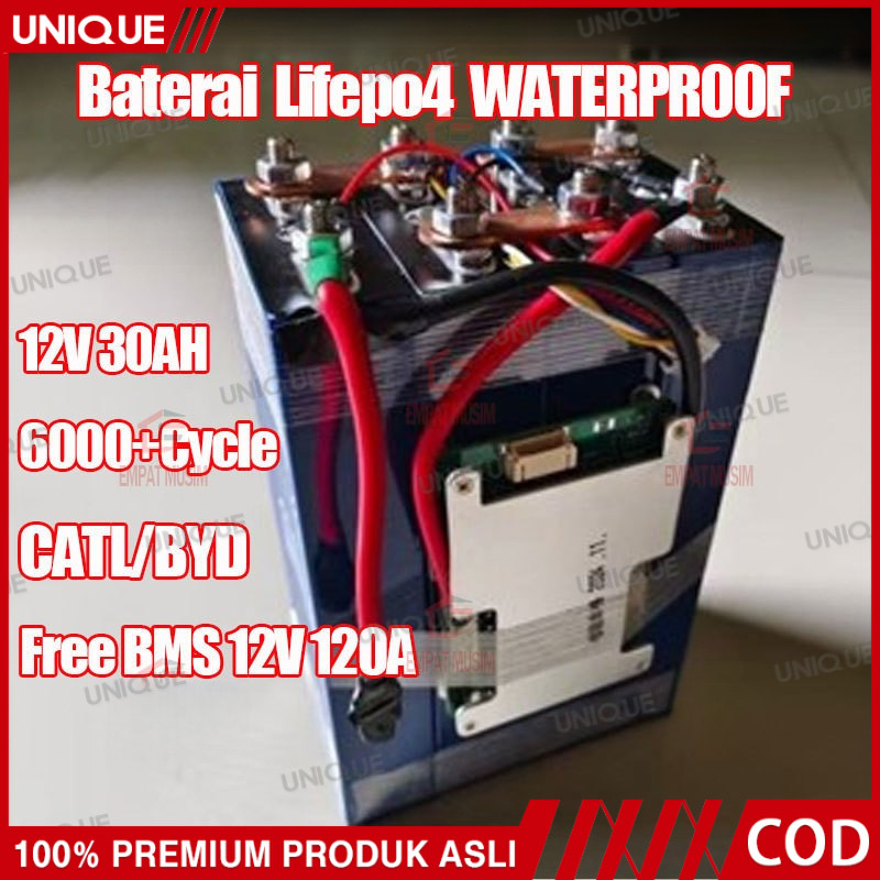 【6000+Cycle】UNIQUE UPS WATERPROOF BMS Battery LiFePO4 3.7V 25AH 30ah High Drain 3C/5C/6C Baru NEW Gr