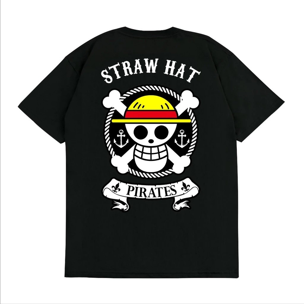 Baju Kaos ONE PIECE TOPI JERAMI BAJAK LAUT STRAW HAT PIRATES distro pria keren jersey