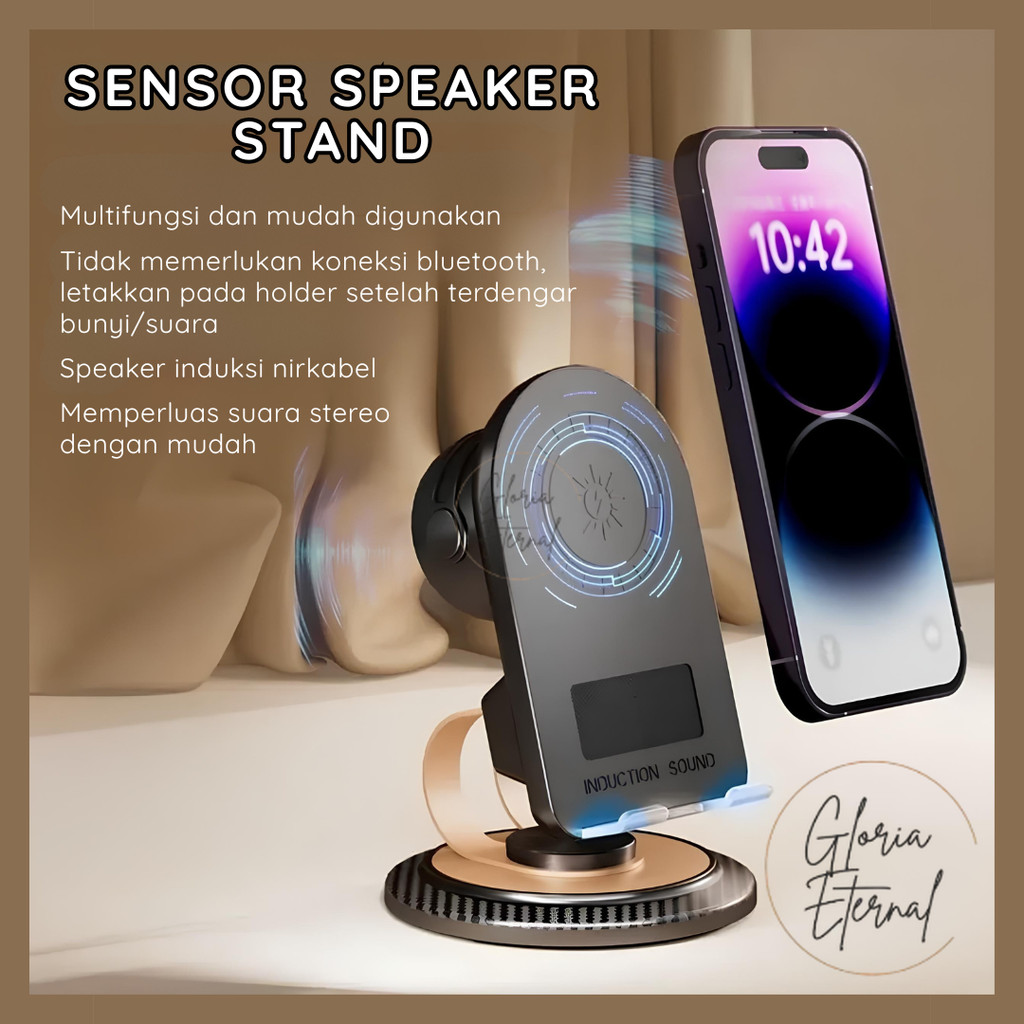 [Gloria] Phone Holder Pembesar Suara Dudukan Holder HP Tablet Wireless Charger Speaker Sensor