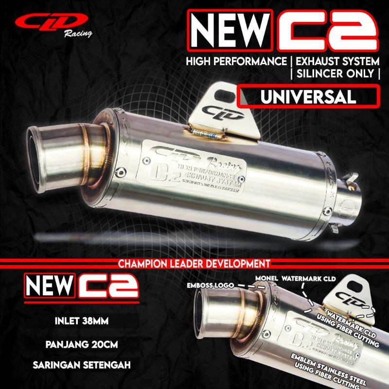 silencer knalpot cld racing new c2 bulat inlet 38mm