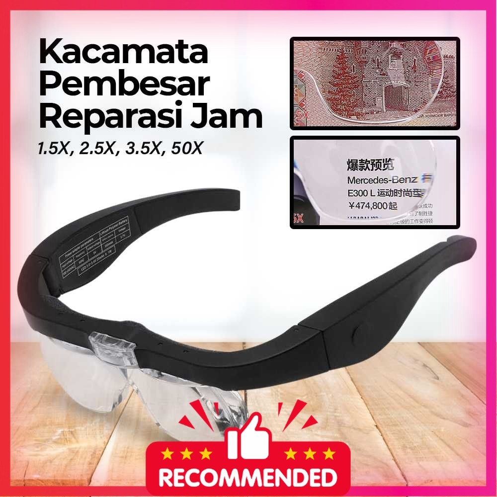 ZEAST Kaca Pembesar Kacamata Reparasi Lup with 2 LED 4 Magnifier Lens - 11537DC