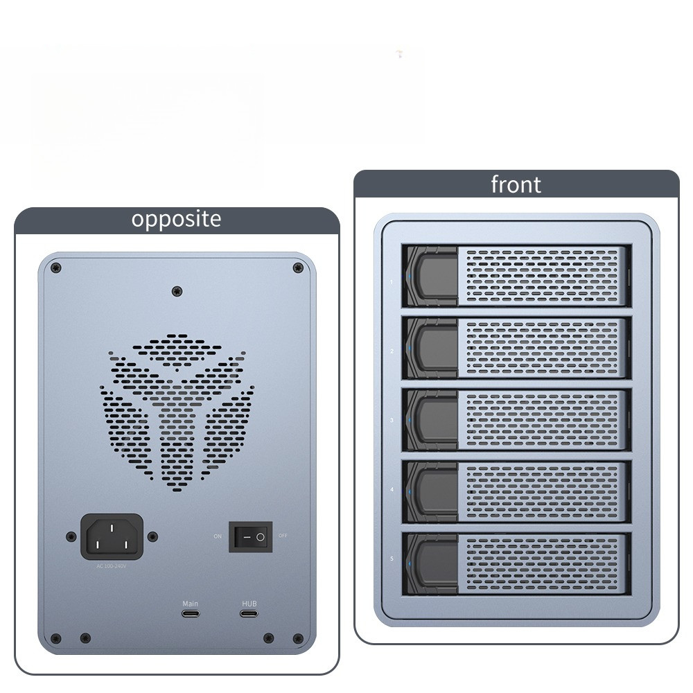 [FS5C3]  10Gbps 5-slot USB C HDD Enclosure Daisy-chained Type C External HDD Enclosure Support 2.5"/