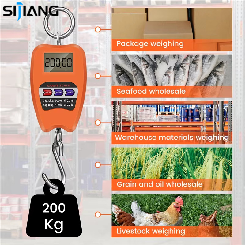 SIJIANG Timbangan Gantung Digital 200Kg Timbangan Gantung Barang 200Kg Timbangan Digital Gantung Sta