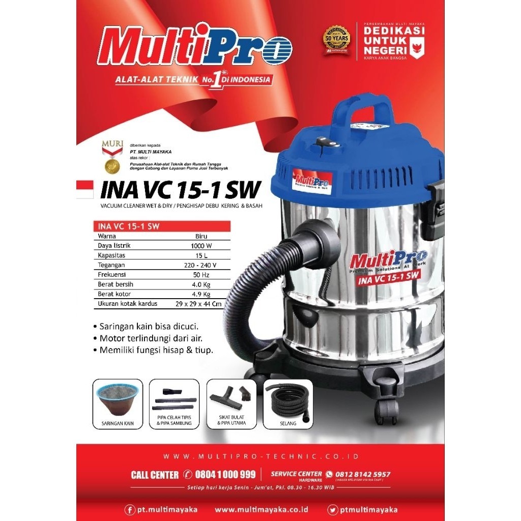 MULTIPRO Vacuum Cleaner 15Liter