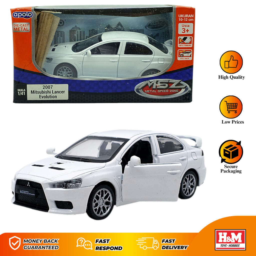 Diecast Apolo MSZ 2007 Mitsubishi Lancer Evolution Putih - Box Kurang Bagus