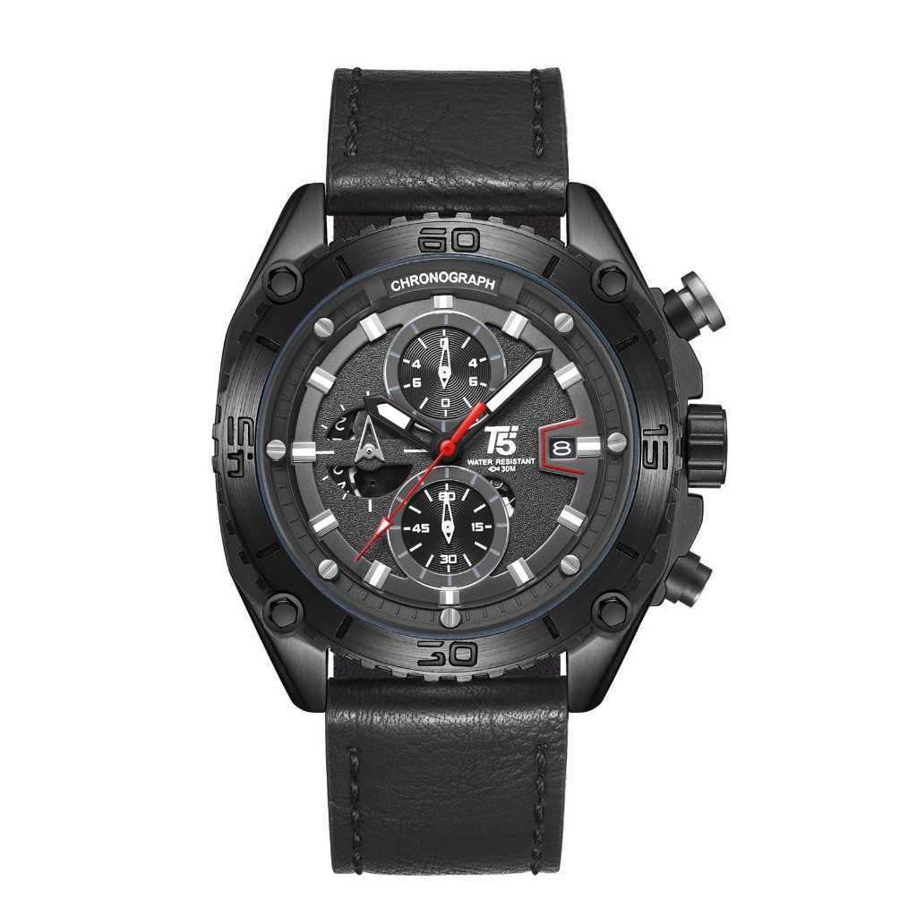 Terbaru Jam T5 3879 Original Chronograhp / Jam T5 Kulit / Jam Kulit Chrono Ori / Jam Tangan Pria Ori