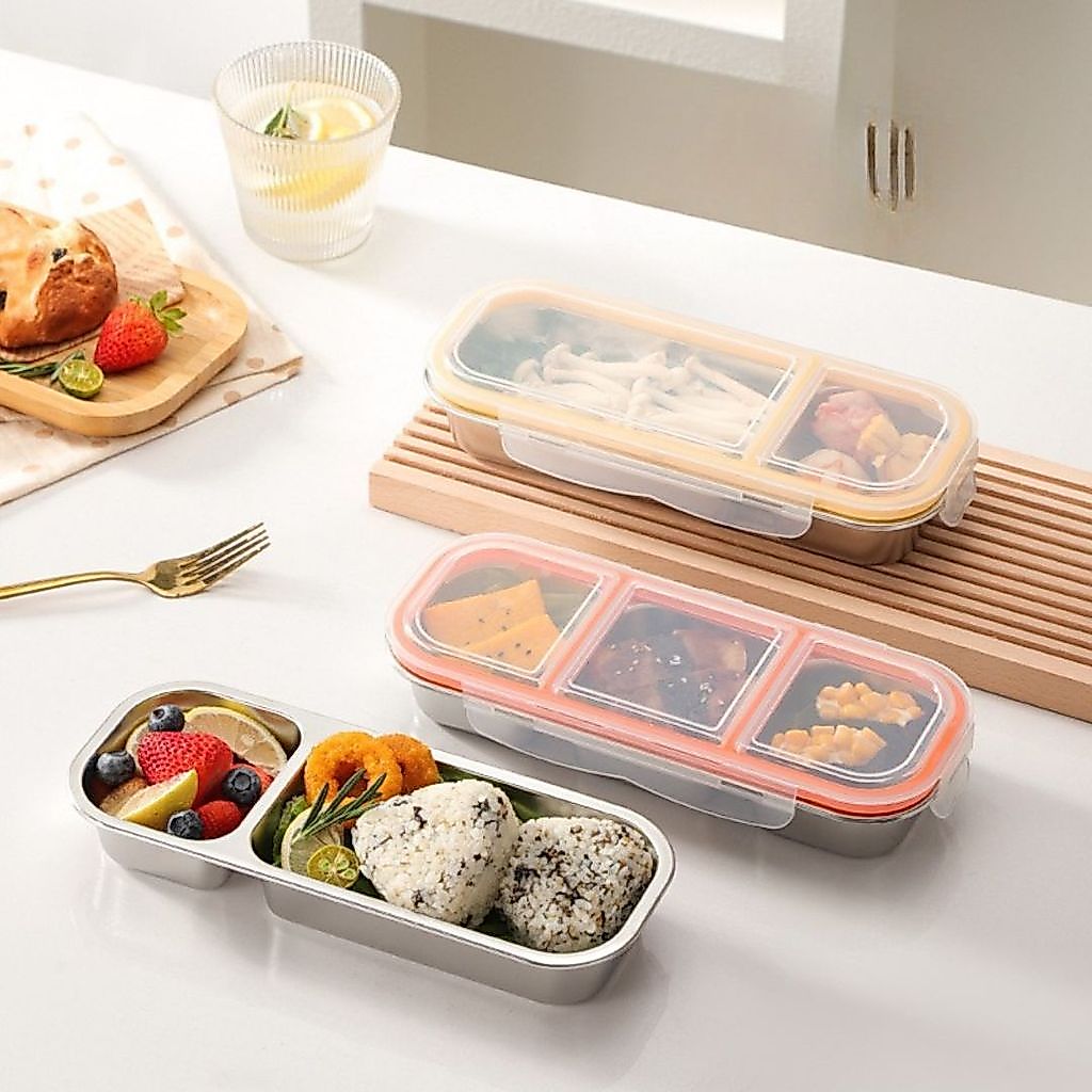 Lunch Box Stainless Steel 2 3 Sekat Anti Tumpah Bento Box Kotak Wadah Makanan