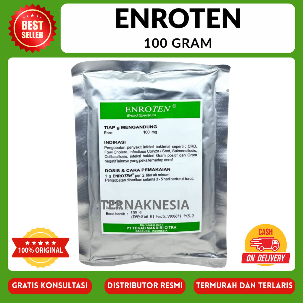 ENROTEN 100 gram - Obat Pernafasan Hewan TN