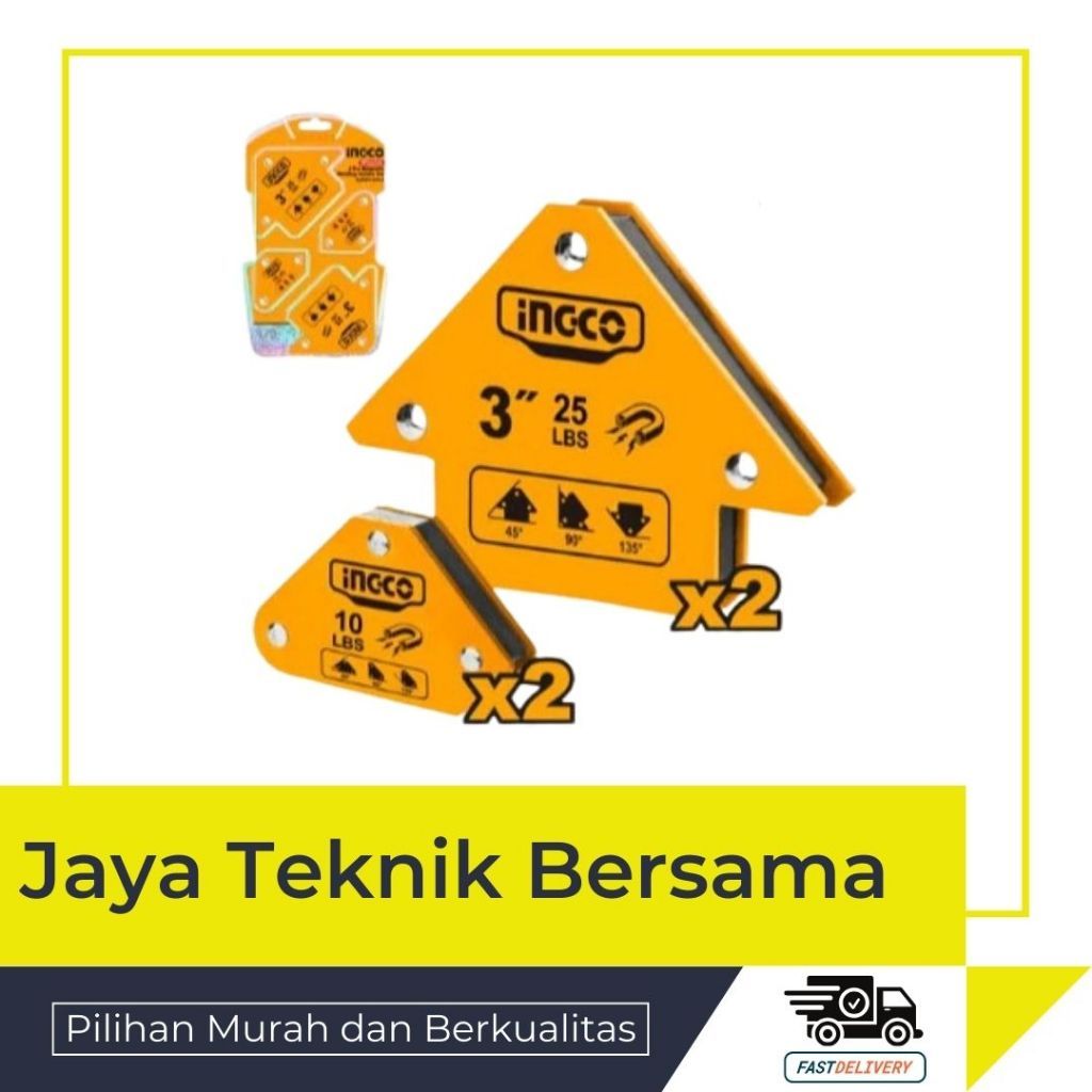 YONA.ID INGCO AMWH4062 SIKU MAGNET SET ISI 4 PCS/MAGNETIC WELDING HOLDER ARROW/SIKU LAS MAGNET