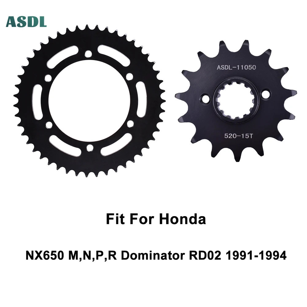 Sproket Depan dan Belakang Sepeda Motor 520 47T 15T Baja 45 untuk Honda NX650 M N P R Dominator RD02