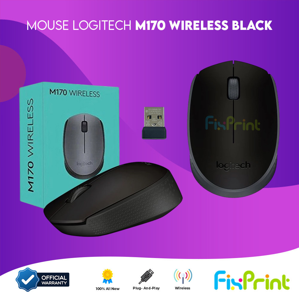 FixPrint Mouse Logitech M171 M170 Black Grey Blue Red Rose Off White BlueGray Wireless for Windows, 